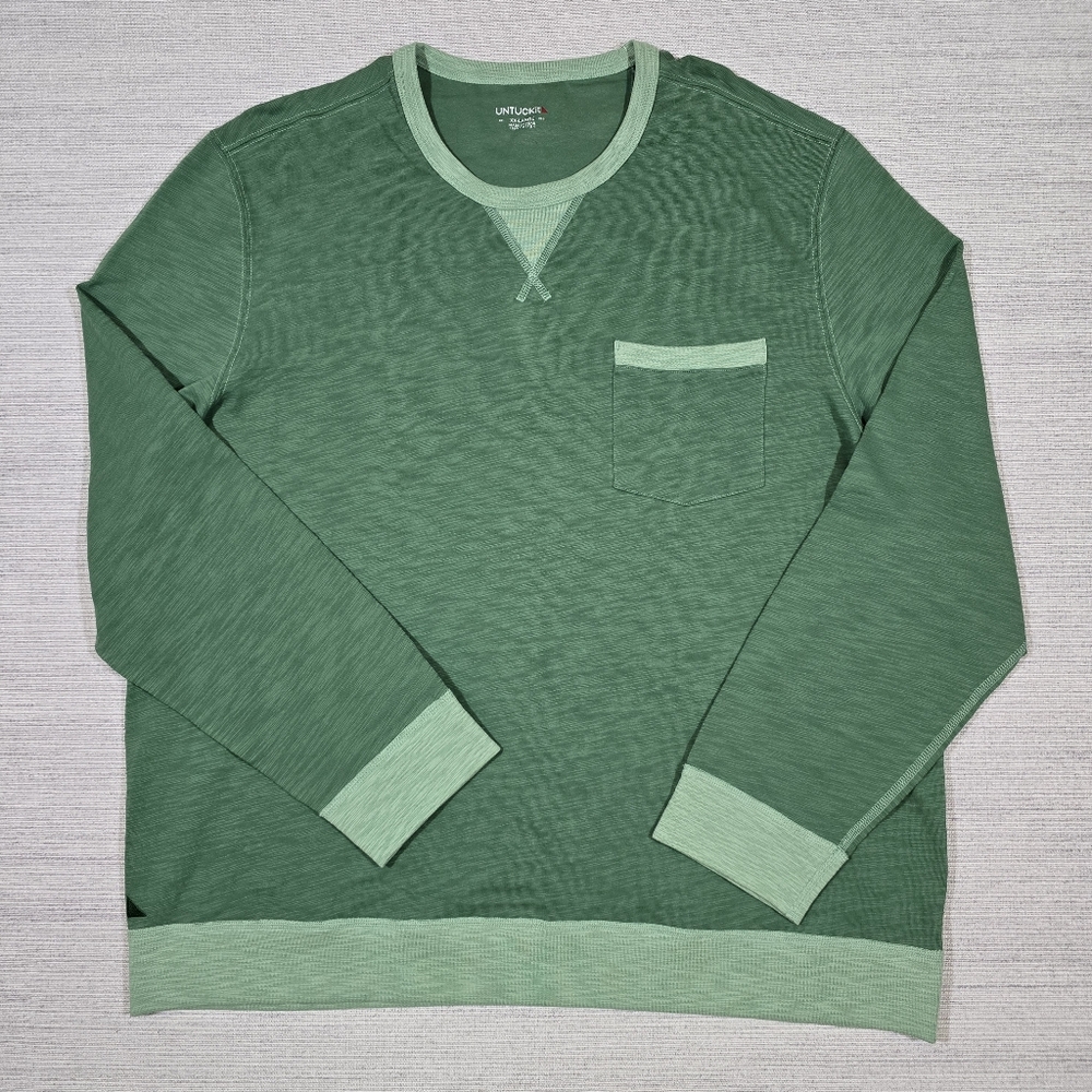 Untuckit Almar Long Sleeve Crewneck Mens XXL Green Pullover Casual